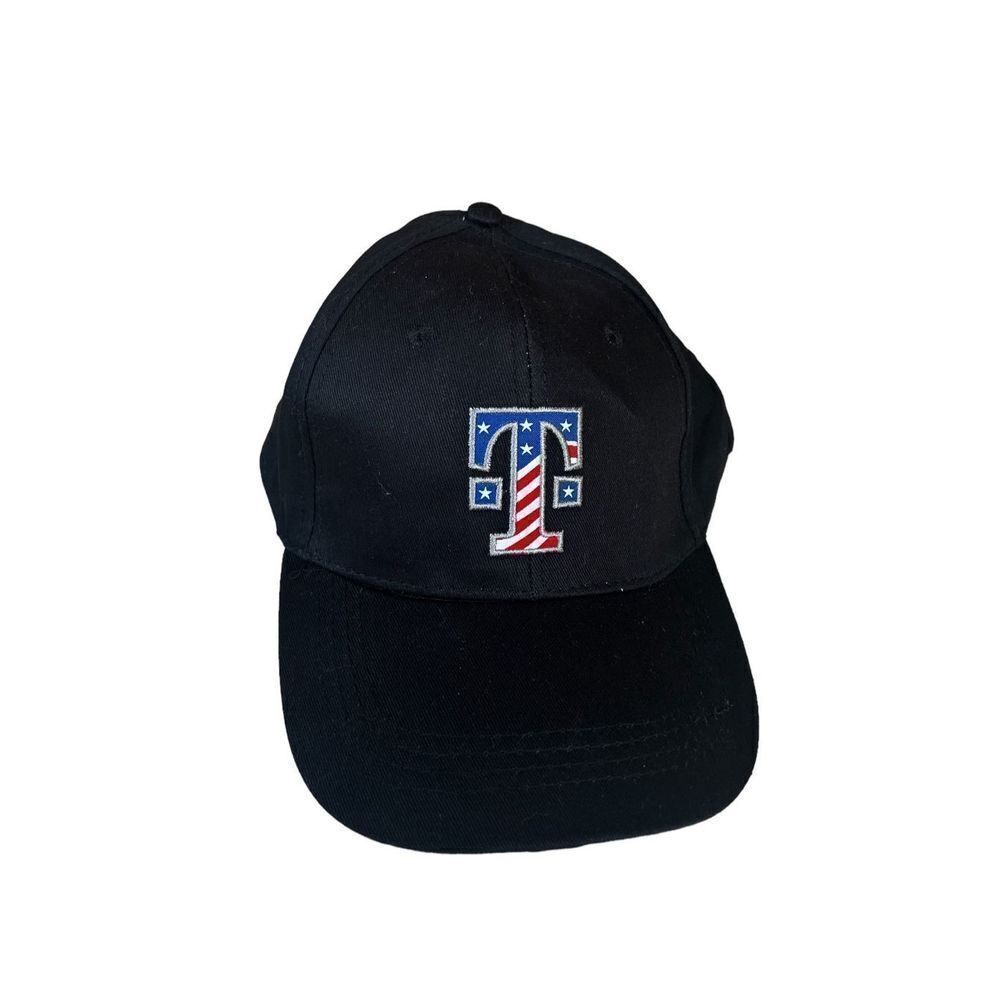 T-Mobile Black Baseball Cap Hat w/ Patriotic American Flag T Logo